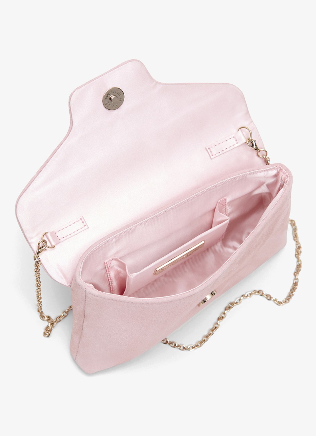 Phase Eight Sparkle clutch van suède met strass - achterkant oudroze