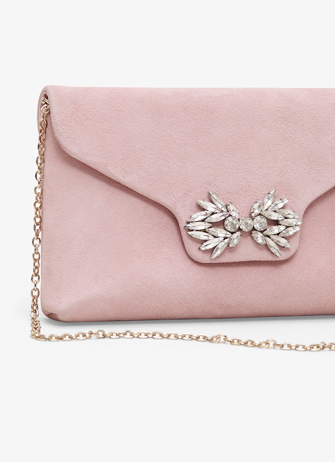 Phase Eight Sparkle clutch van suède met strass - detail 4 oudroze