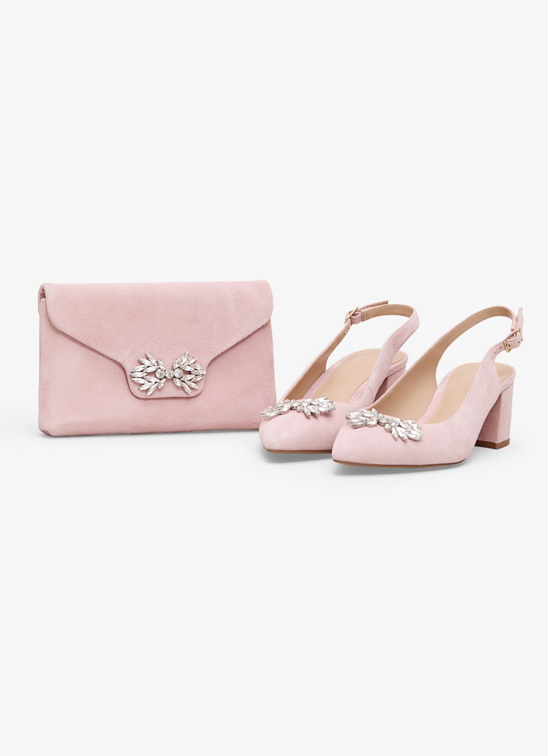 Phase Eight Sparkle clutch van suède met strass - detail 8 oudroze