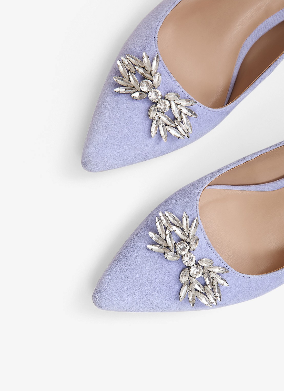 Phase Eight Sparkle pump van suède met applicatie - detail 4 lichtblauw