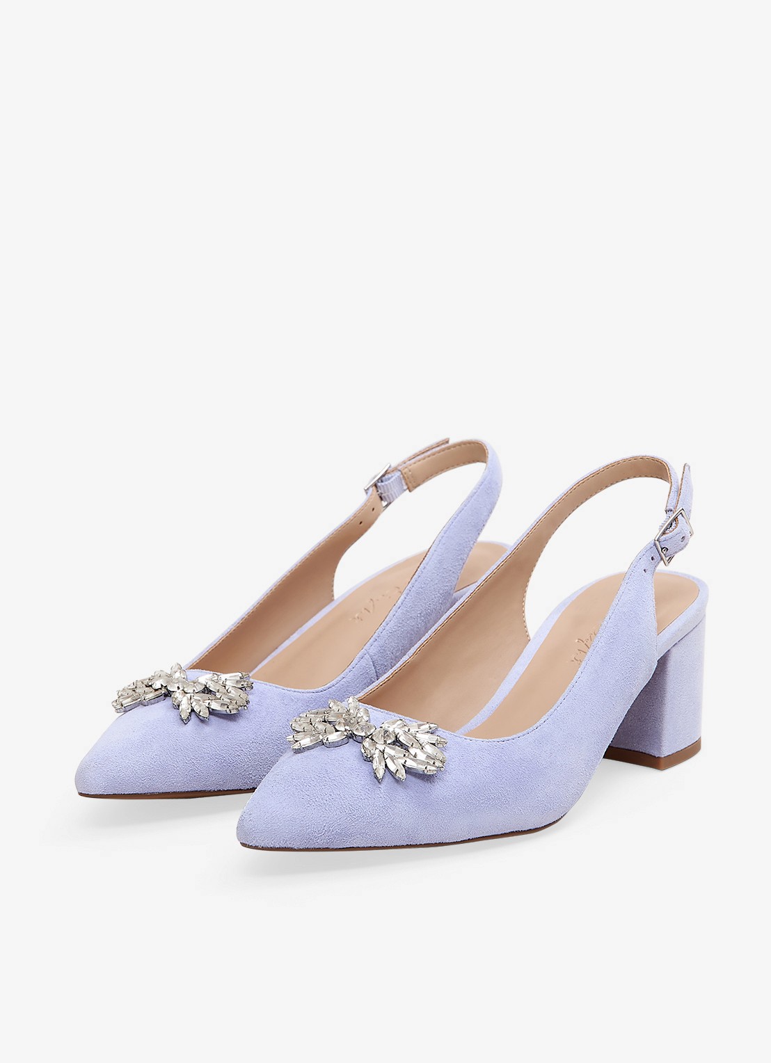 Phase Eight Sparkle pump van suède met applicatie - detail 6 lichtblauw