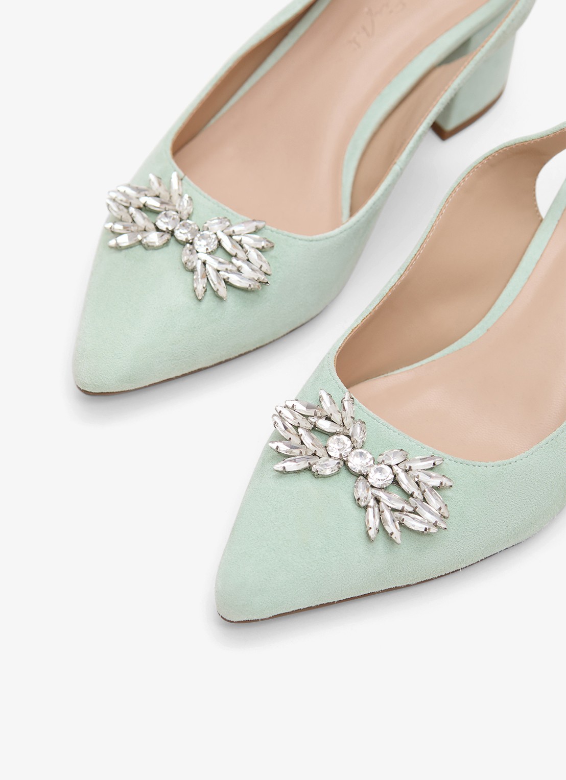 Phase Eight Sparkle slingback van geitensuède - achterkant lindegroen