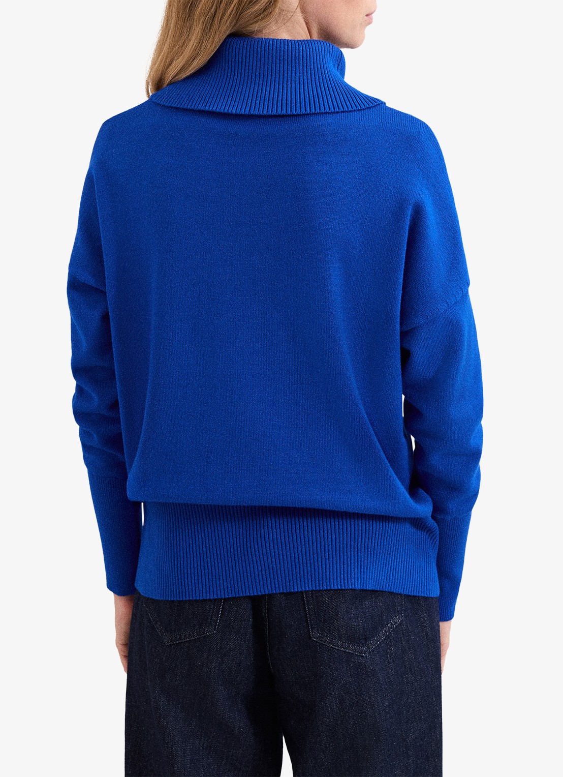 Phase Eight Steph fijngebreide trui met ritsdetail - achterkant donkerblauw