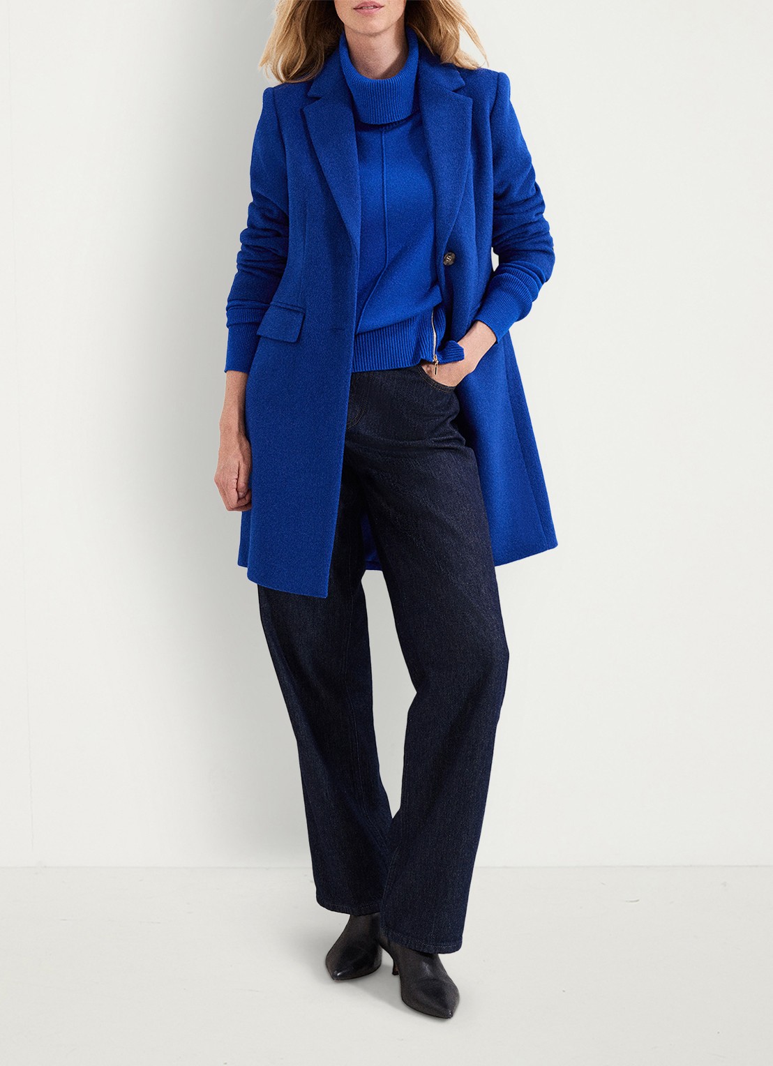 Phase Eight Steph fijngebreide trui met ritsdetail - detail 8 donkerblauw