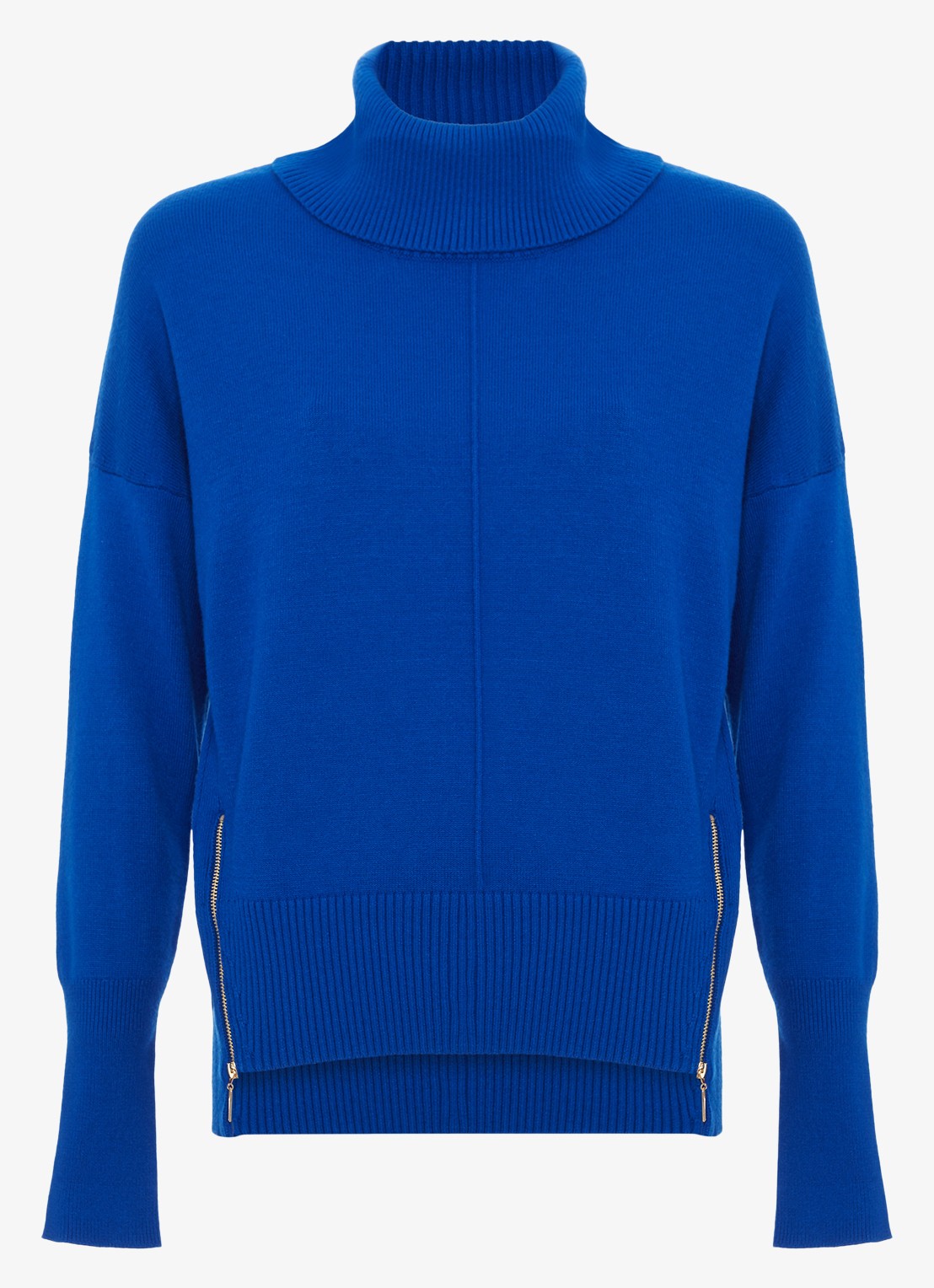 Phase Eight Steph fijngebreide trui met ritsdetail - voorkant 2 donkerblauw