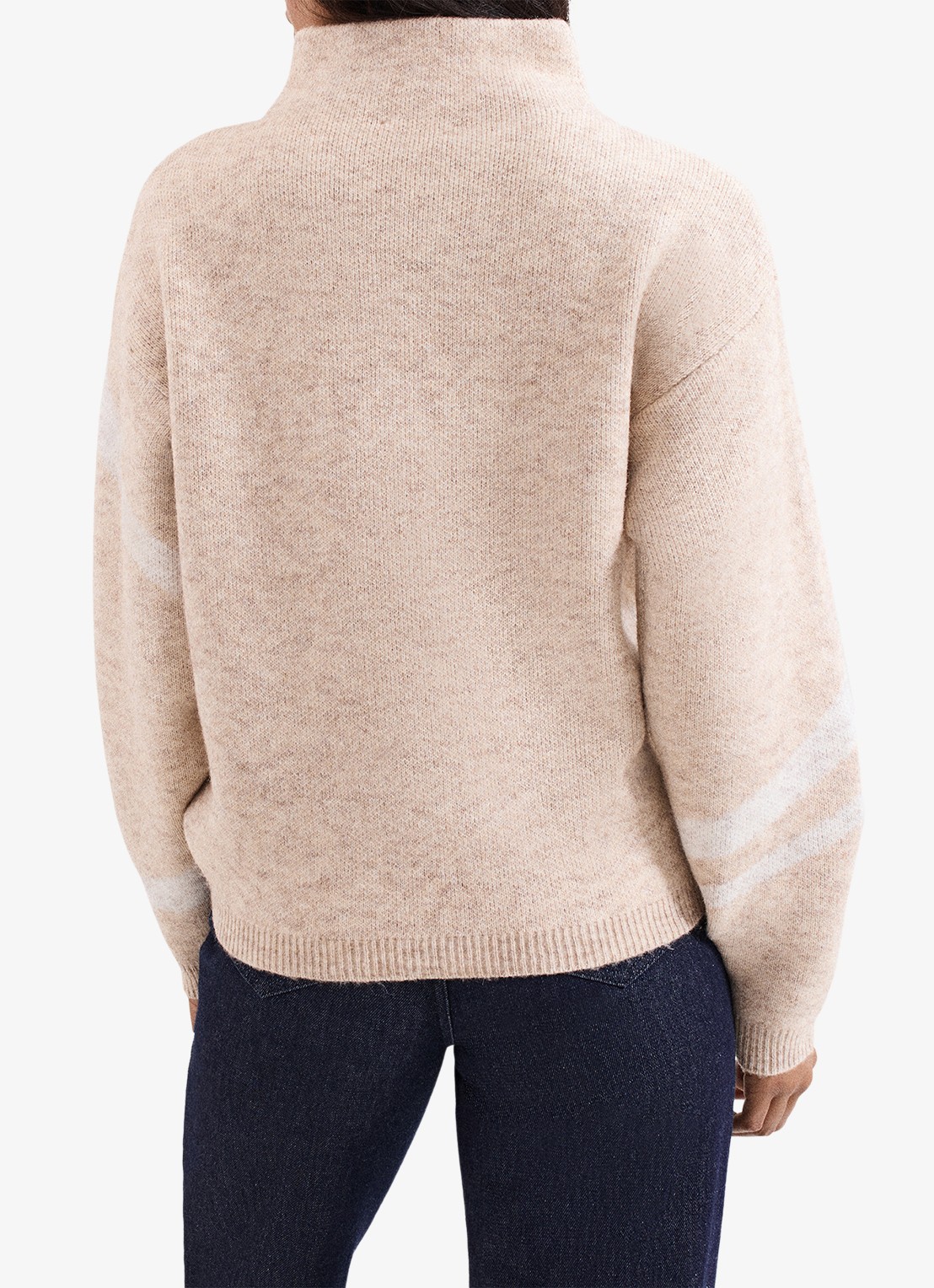Phase Eight Stephanie grofgebreide trui in wolblend met col - achterkant 8 beige