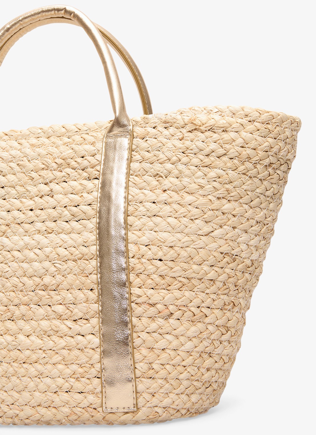Phase Eight Strandtas met gevlochten detail - detail beige