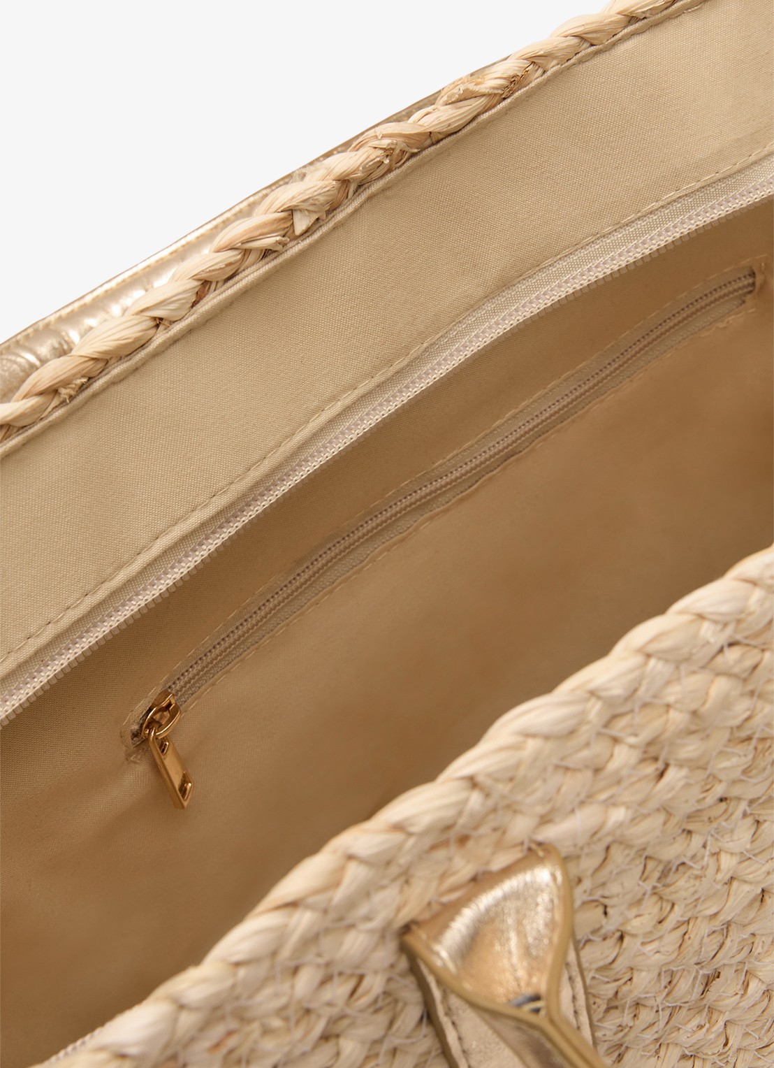 Phase Eight Strandtas met gevlochten detail - detail 2 beige