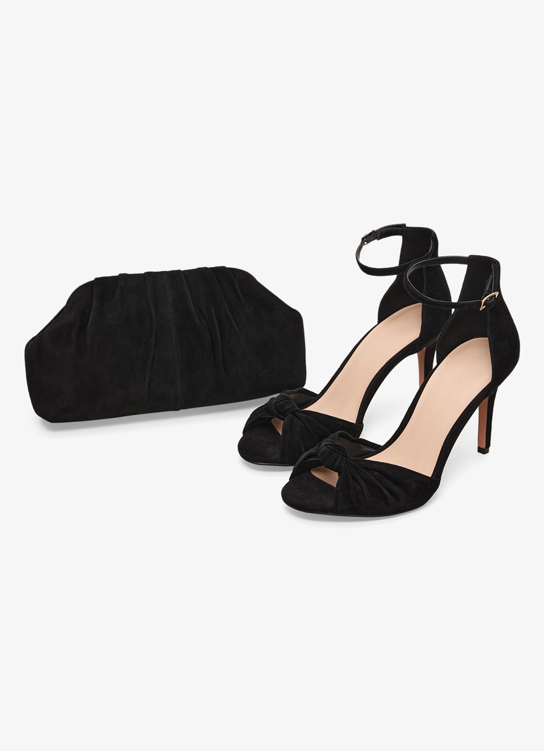 Phase Eight  Suede Clutch Bag - detail 4 zwart