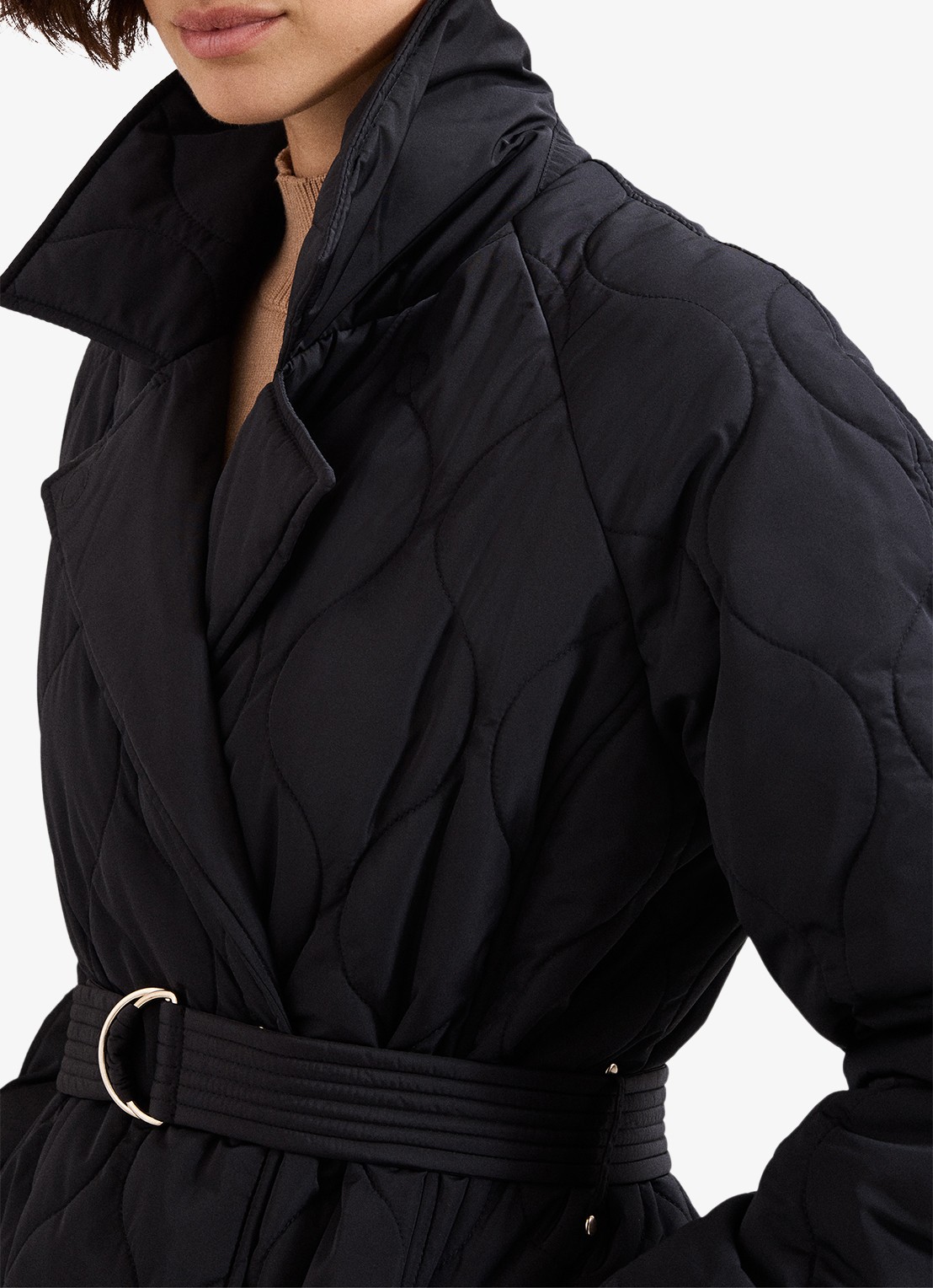 Phase Eight Sukie puffer jas met strikceintuur - detail 4 zwart