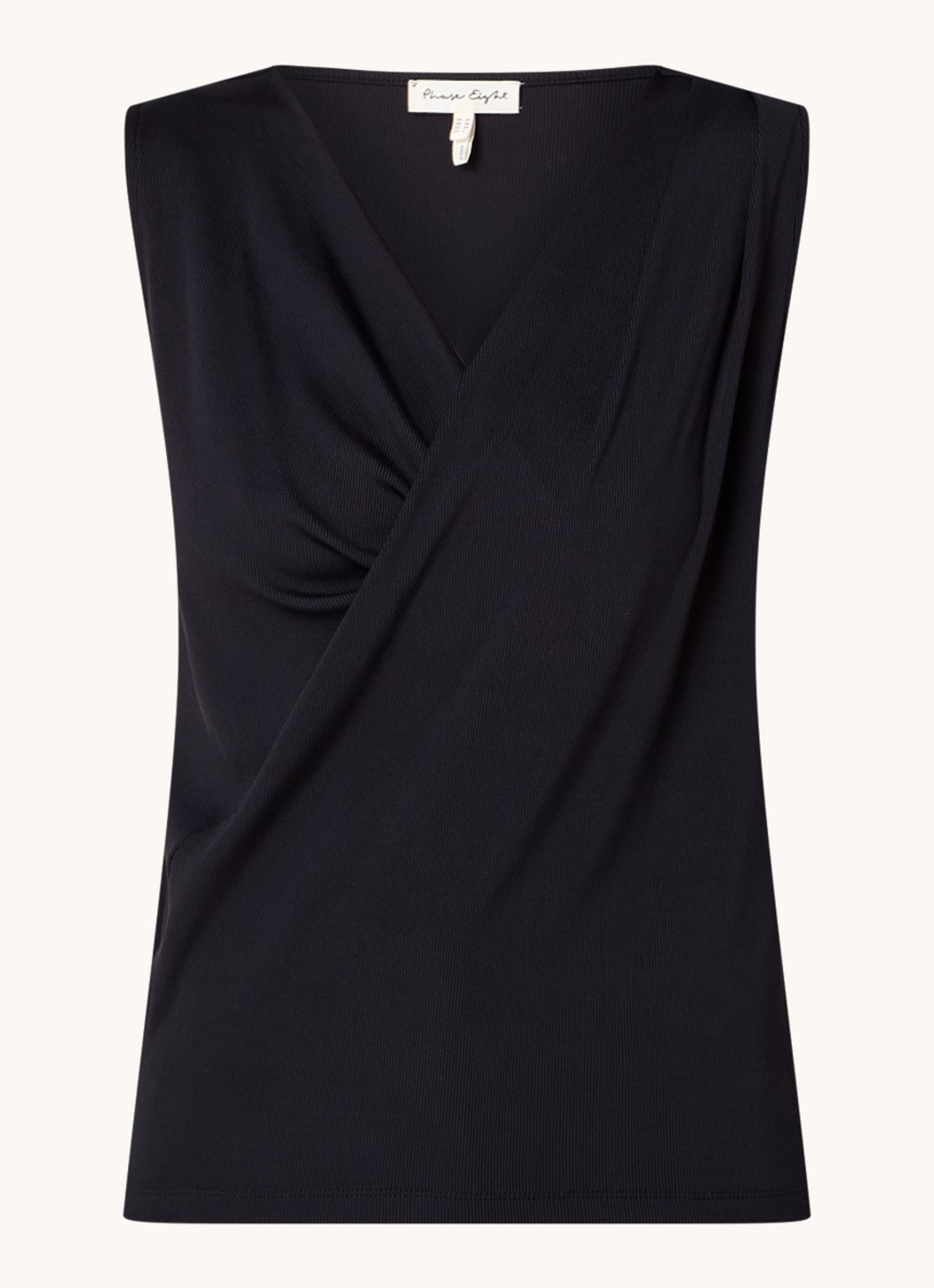 Phase Eight Sutton Drape top met ribstructuur - voorkant zwart
