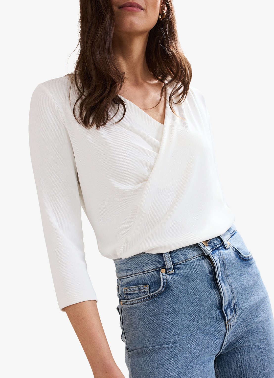 Phase Eight Sutton top met V-hals - detail 4 wit