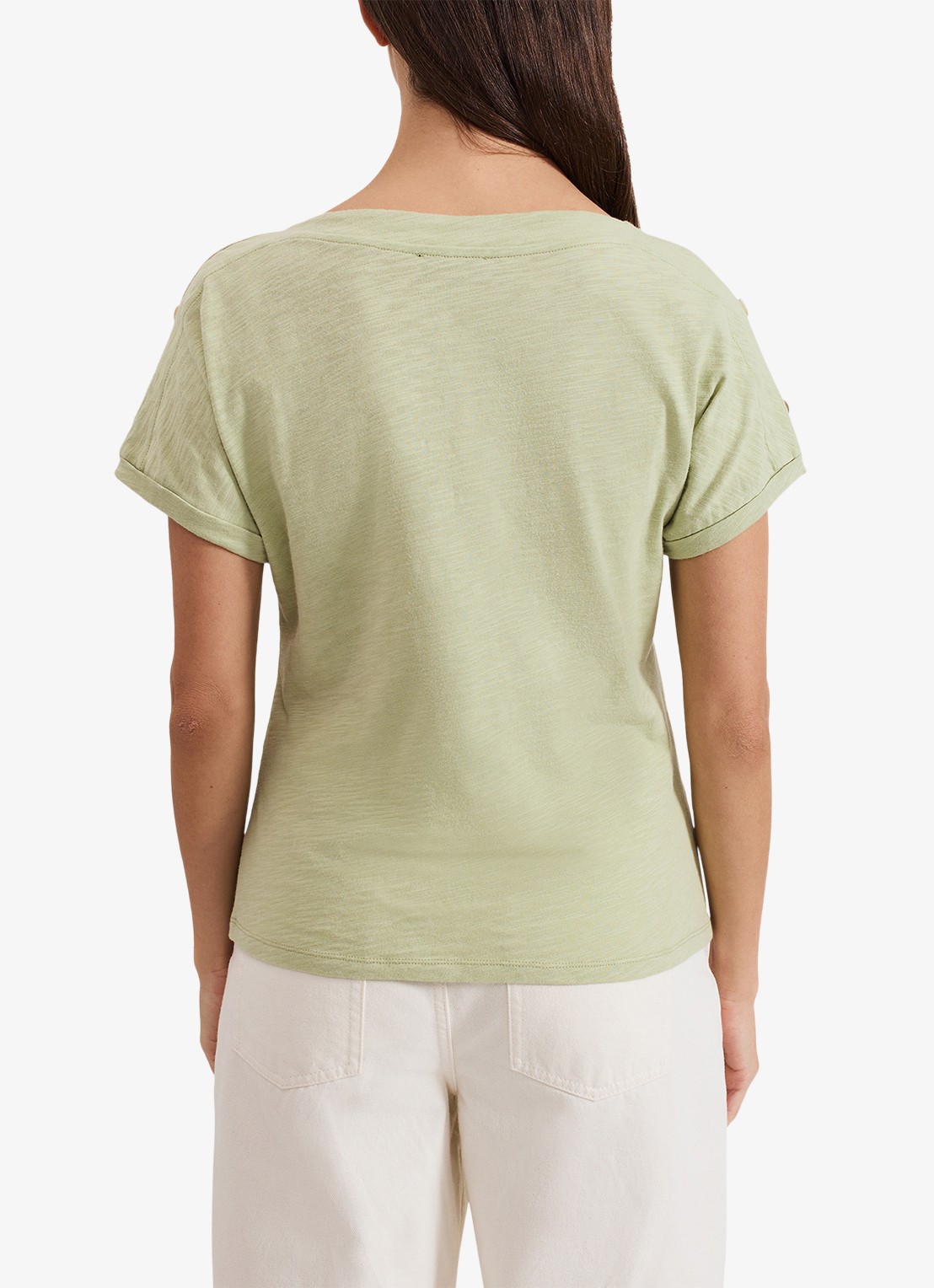 Phase Eight Suzie T-shirt met knoopdetail - achterkant khaki