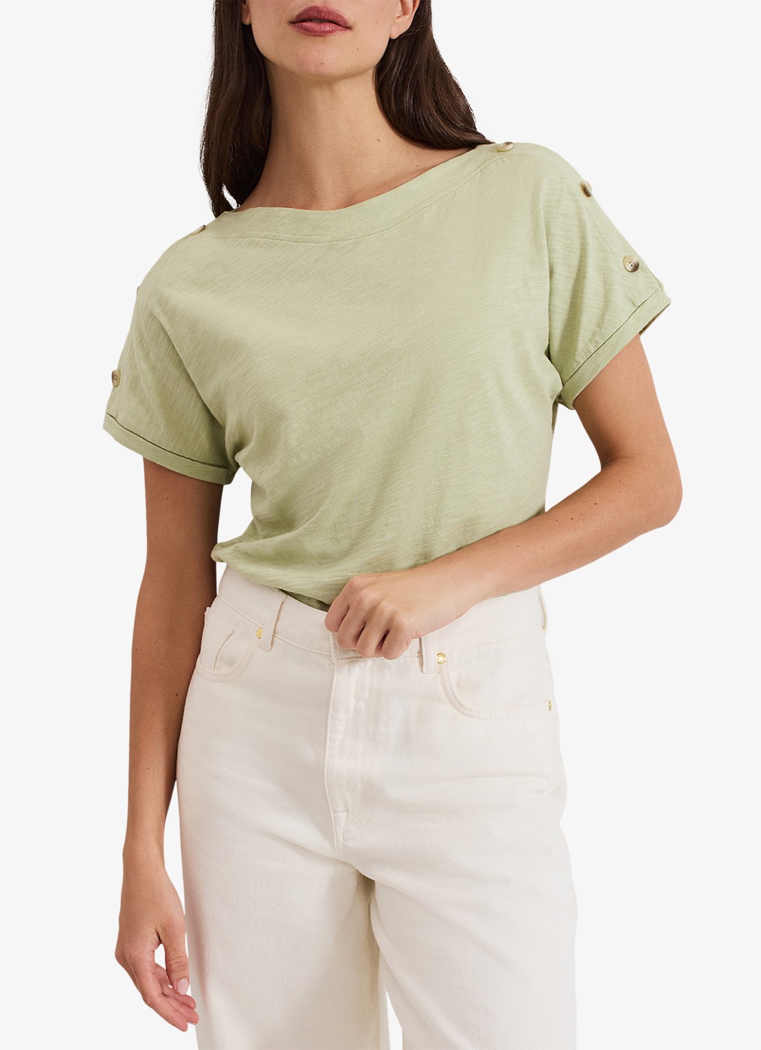 Phase Eight Suzie T-shirt met knoopdetail - detail 2 khaki