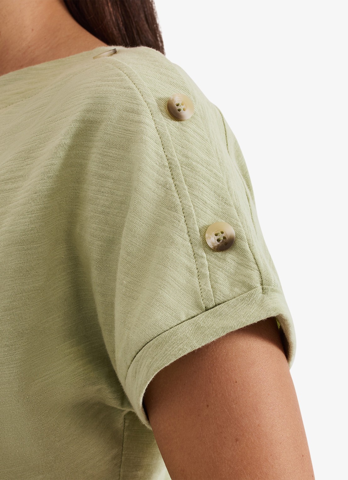Phase Eight Suzie T-shirt met knoopdetail - detail 4 khaki