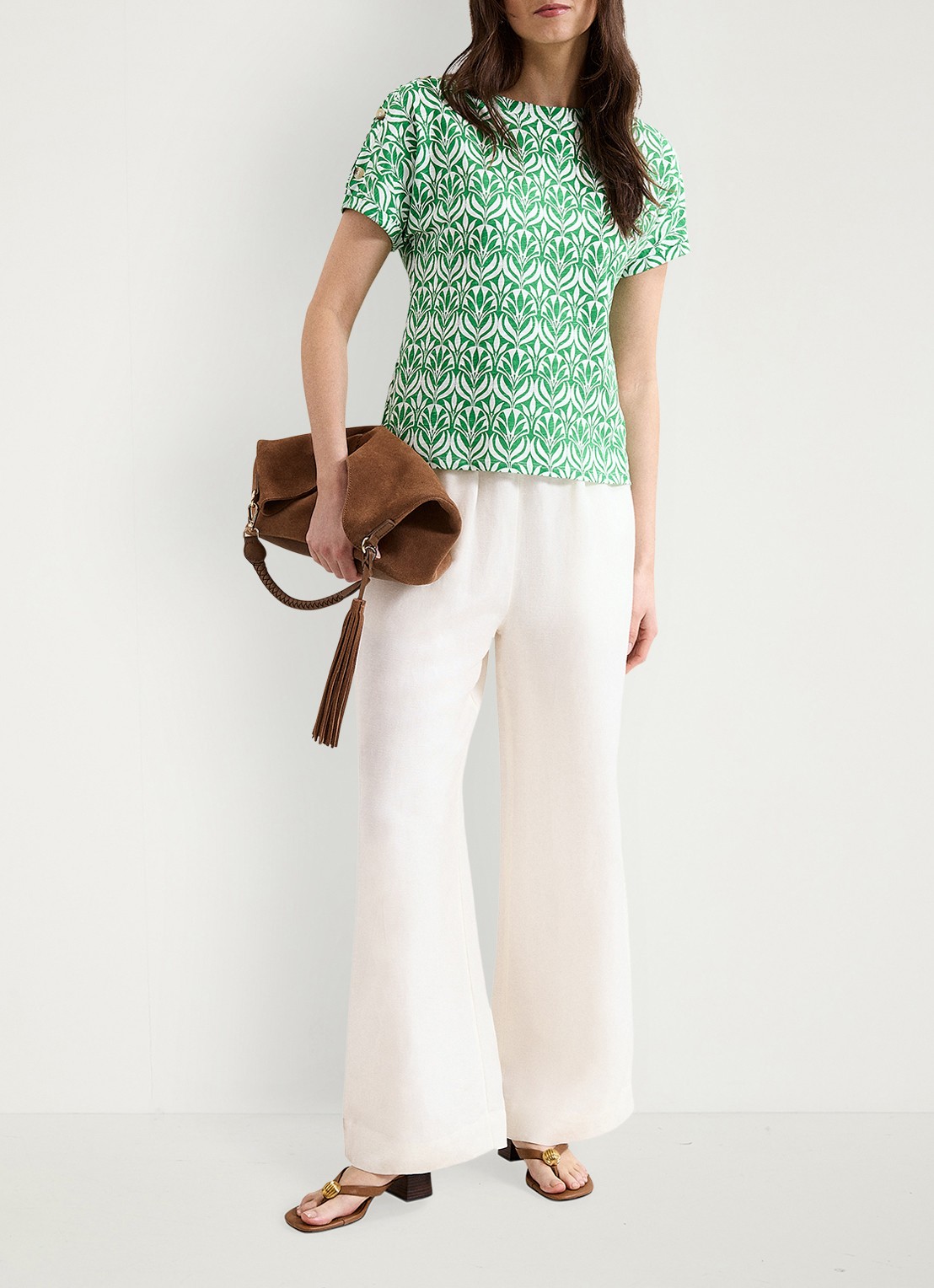 Phase Eight Suzie T-shirt met print - voorkant 2 groen