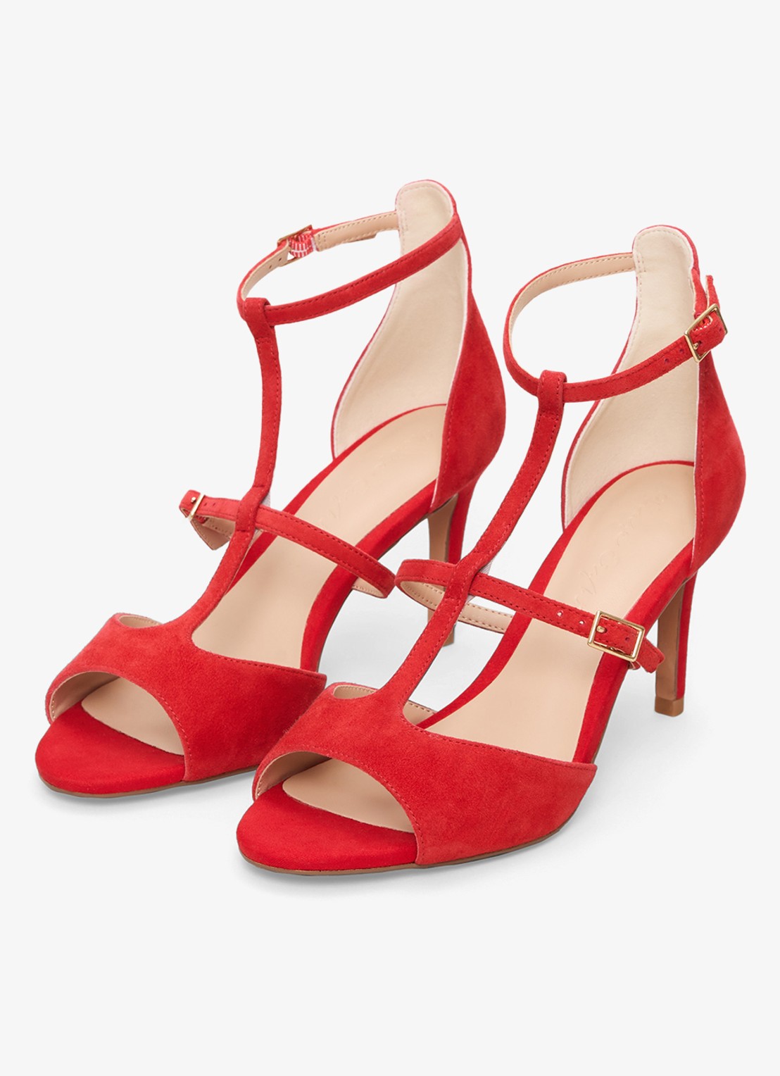 Phase Eight T Bar sandalette van suède - detail 2 rood