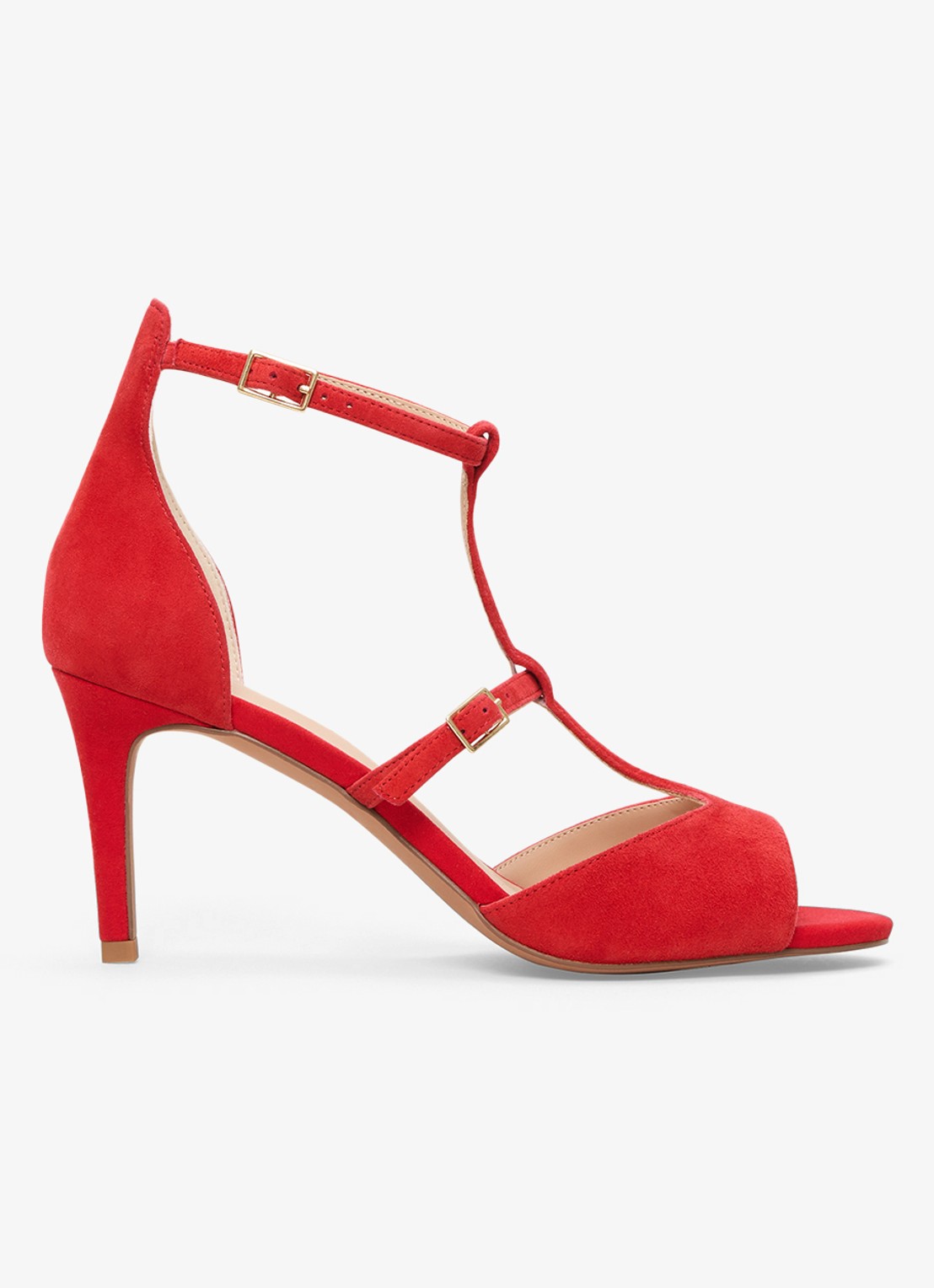 Phase Eight T Bar sandalette van suède - voorkant rood