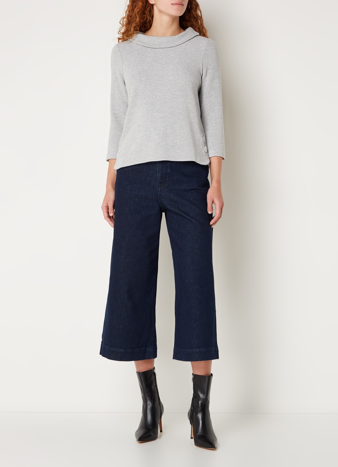 Phase Eight T-shirt met knoopdetail - voorkant 4 grijsmele