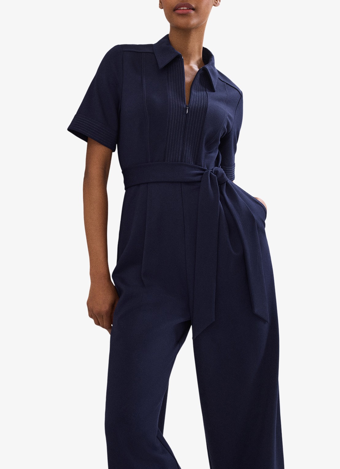 Phase Eight Tabitha wide leg jumpsuit met strikceintuur - detail 2 donkerblauw