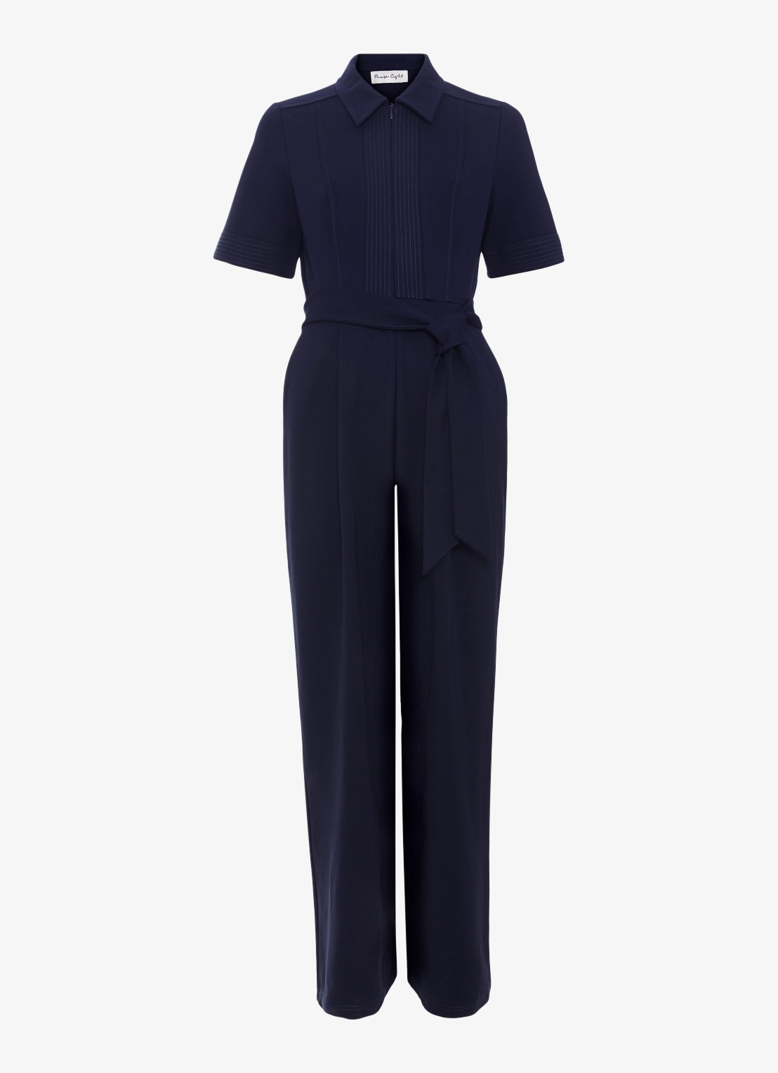 Phase Eight Tabitha wide leg jumpsuit met strikceintuur - voorkant 7 donkerblauw