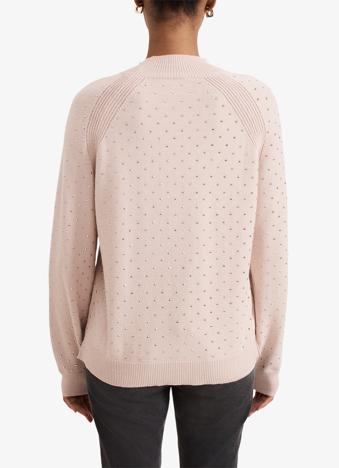 Phase Eight Tala fijngebreide trui met studs   - achterkant roze