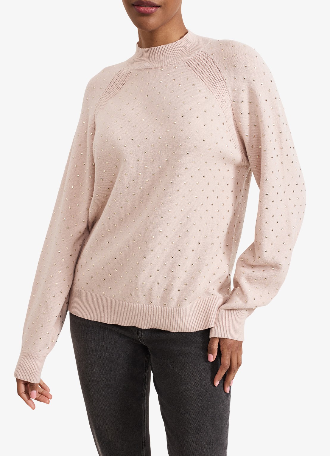 Phase Eight Tala fijngebreide trui met studs   - detail 2 roze