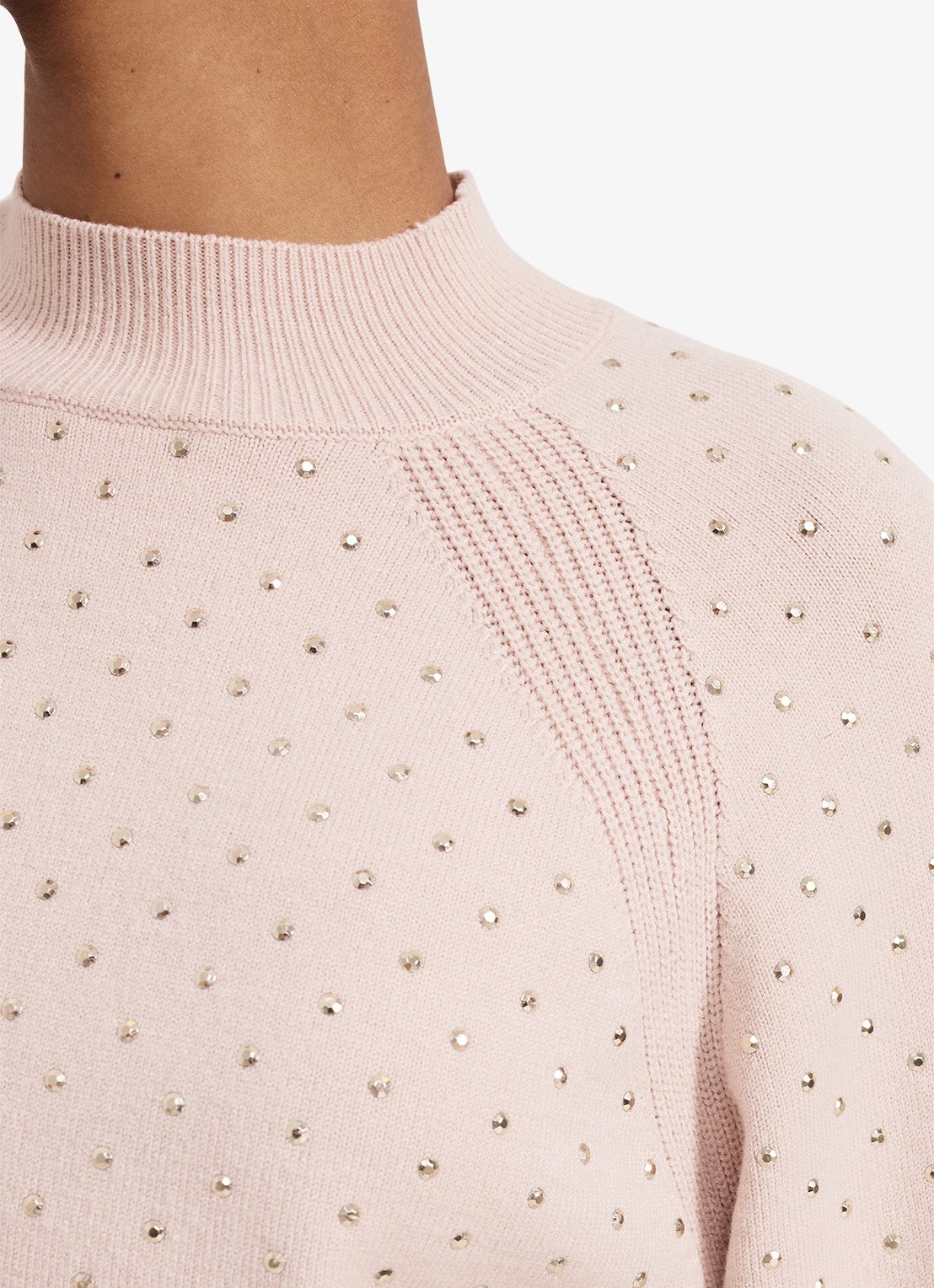 Phase Eight Tala fijngebreide trui met studs   - detail 5 roze