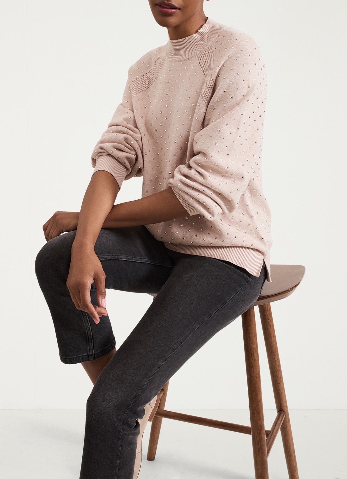 Phase Eight Tala fijngebreide trui met studs   - detail 6 roze