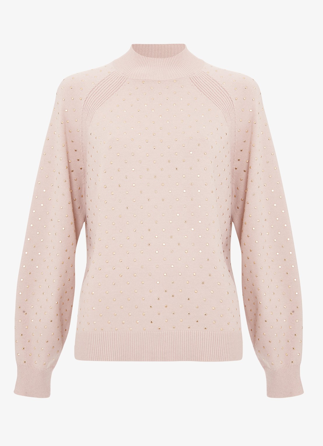 Phase Eight Tala fijngebreide trui met studs   - voorkant 7 roze