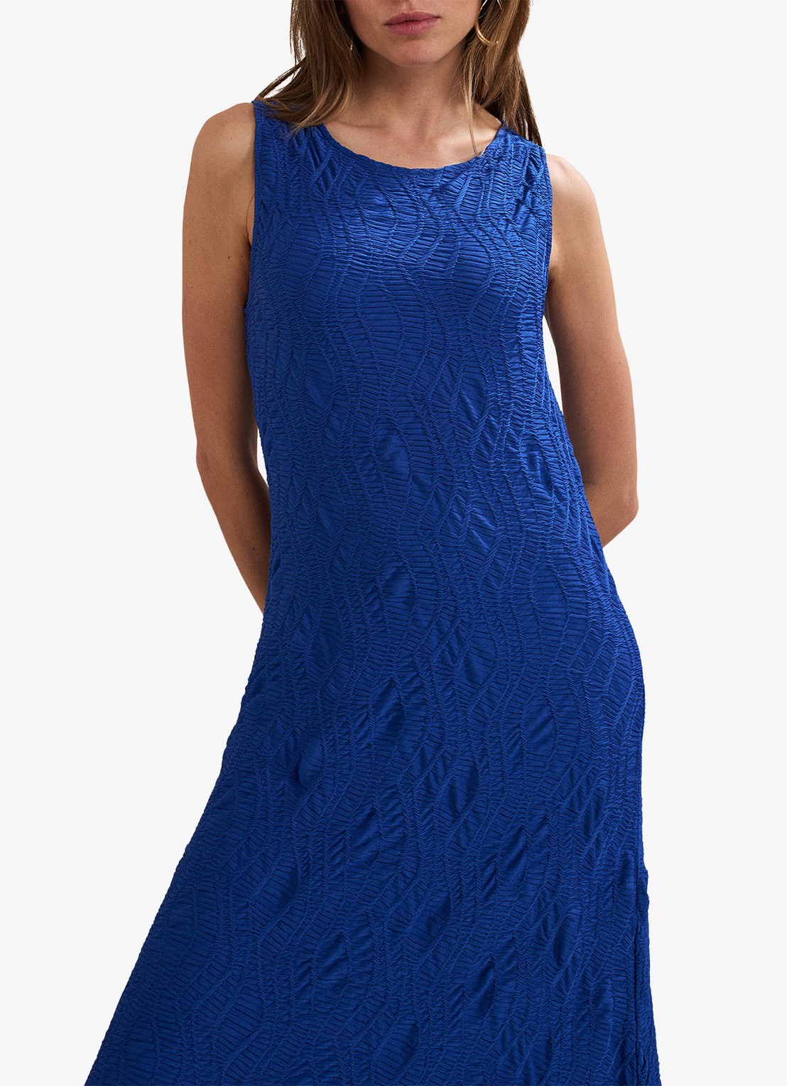 Phase Eight Talia midi jurk met structuur - detail 3 donkerblauw