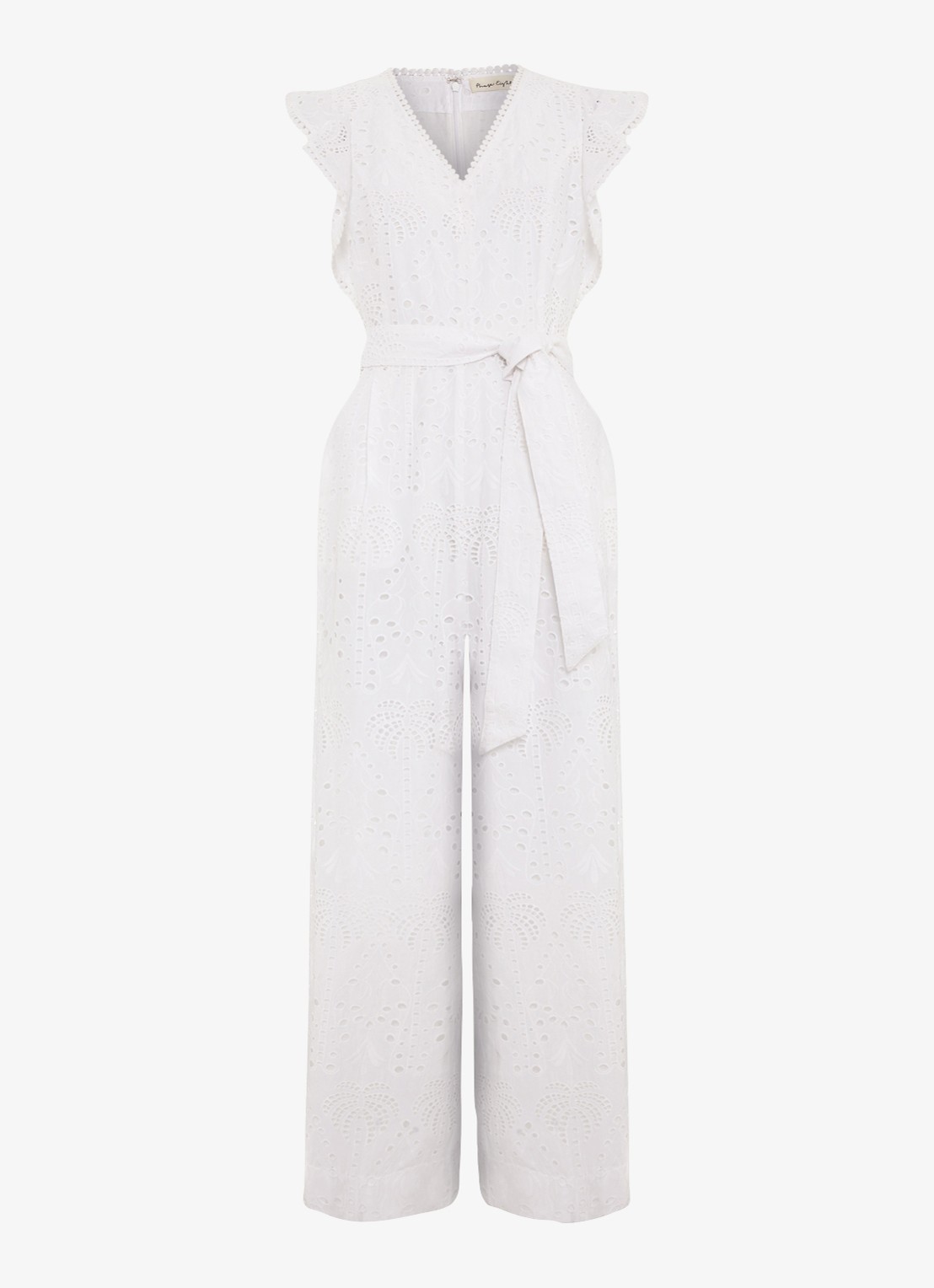 Phase Eight Talulah loose fit jumpsuit met broderie - voorkant 2 wit
