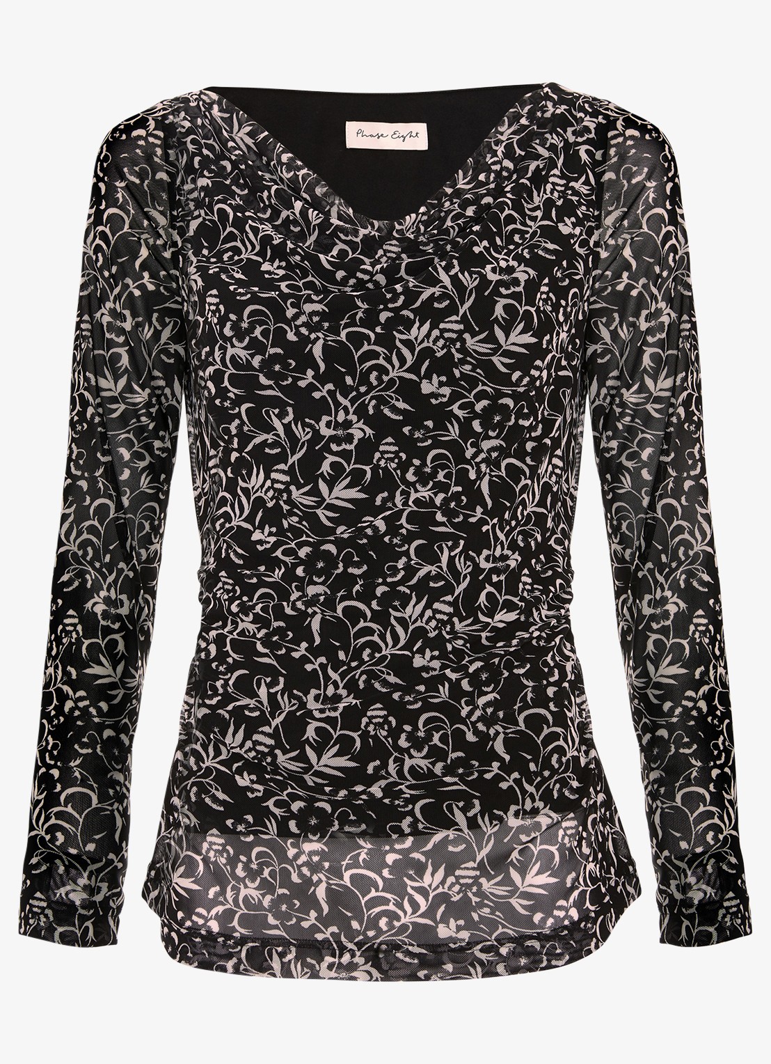Phase Eight Tammy top met bloemenprint - voorkant 2 zwart