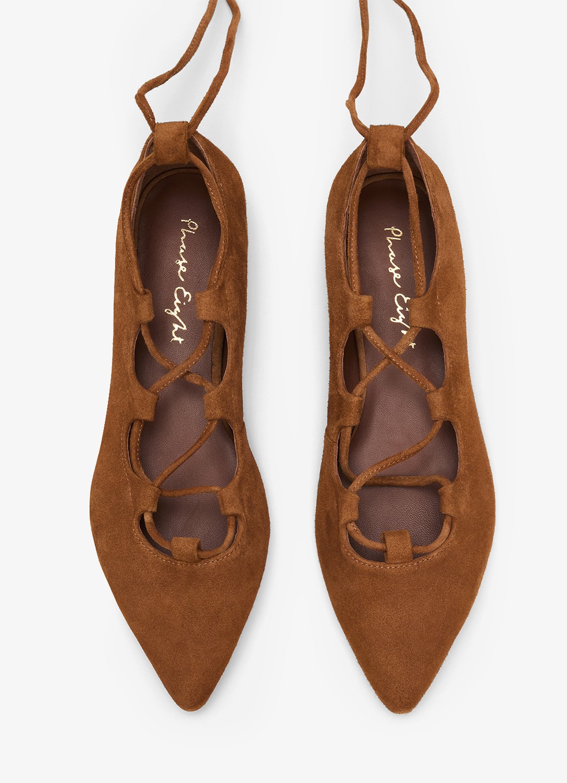 Phase Eight Tan Tie ballerina van geitenleer - detail 4 bruin