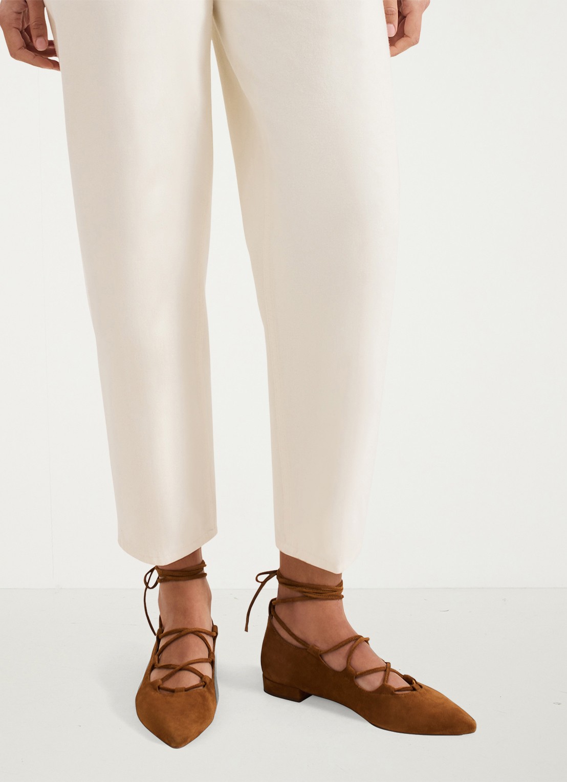 Phase Eight Tan Tie ballerina van geitenleer - detail 6 bruin