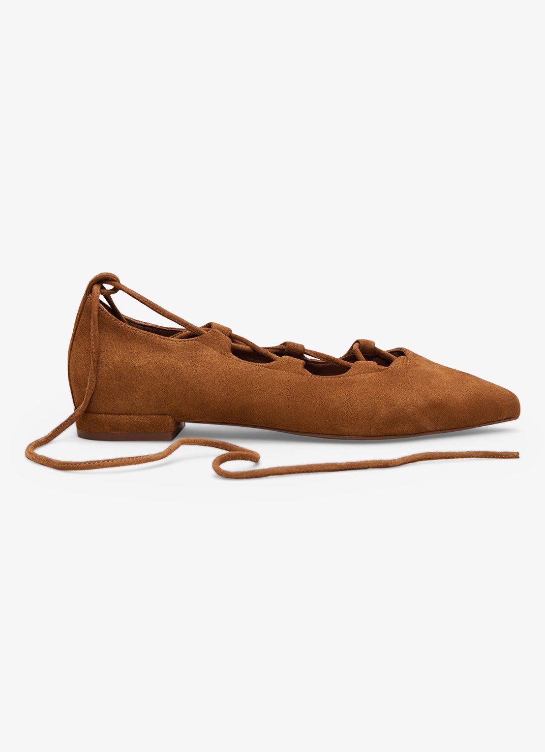Phase Eight Tan Tie ballerina van geitenleer - voorkant bruin