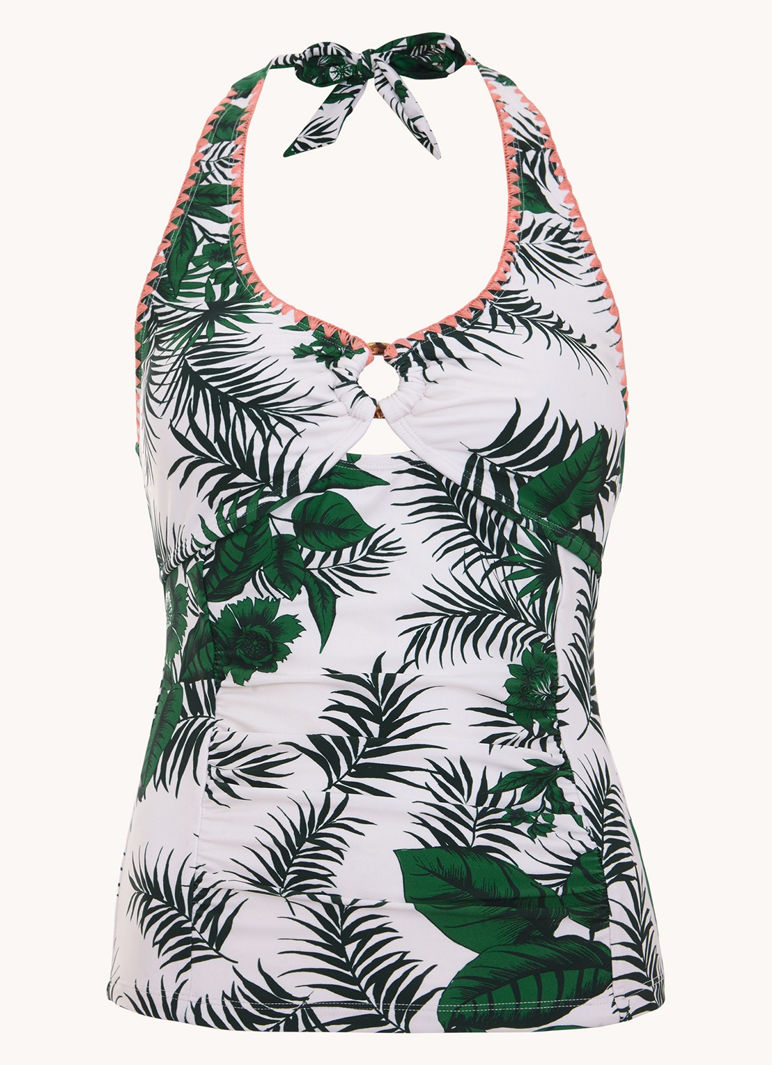 Phase Eight Tankini top met bladprint - voorkant wit