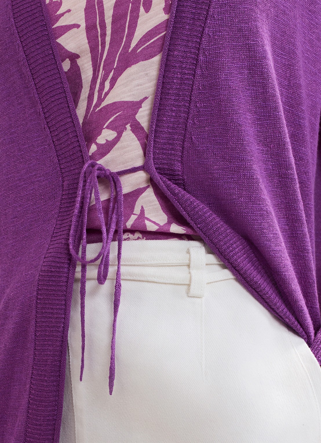 Phase Eight Tasha fijngebreid vest in linnenblend - detail 7 paars