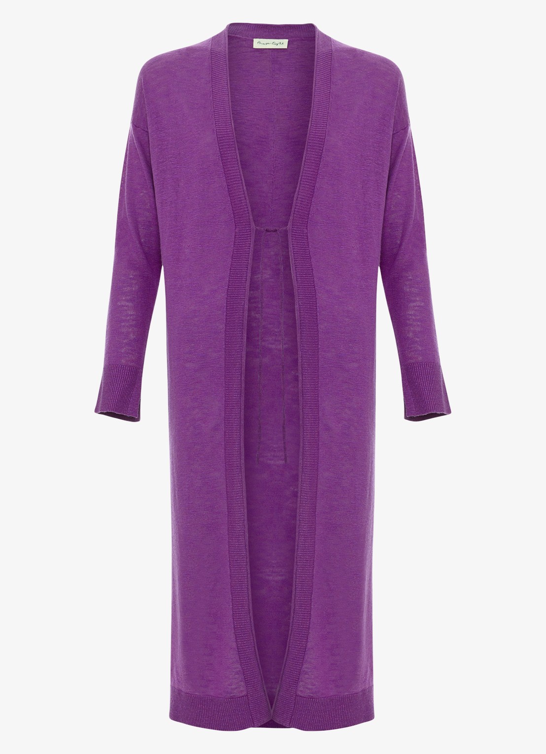 Phase Eight Tasha fijngebreid vest in linnenblend - voorkant paars