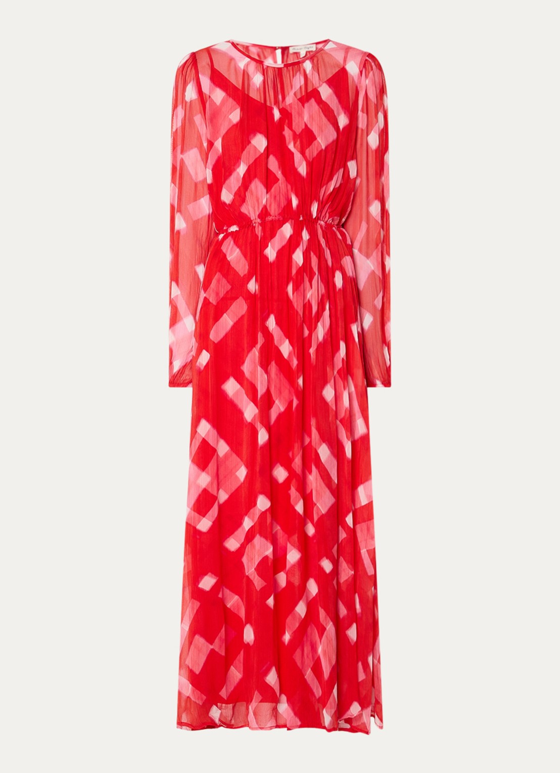 Phase Eight Tatianna semi-transparante maxi jurk met print en strikceintuur - voorkant rood