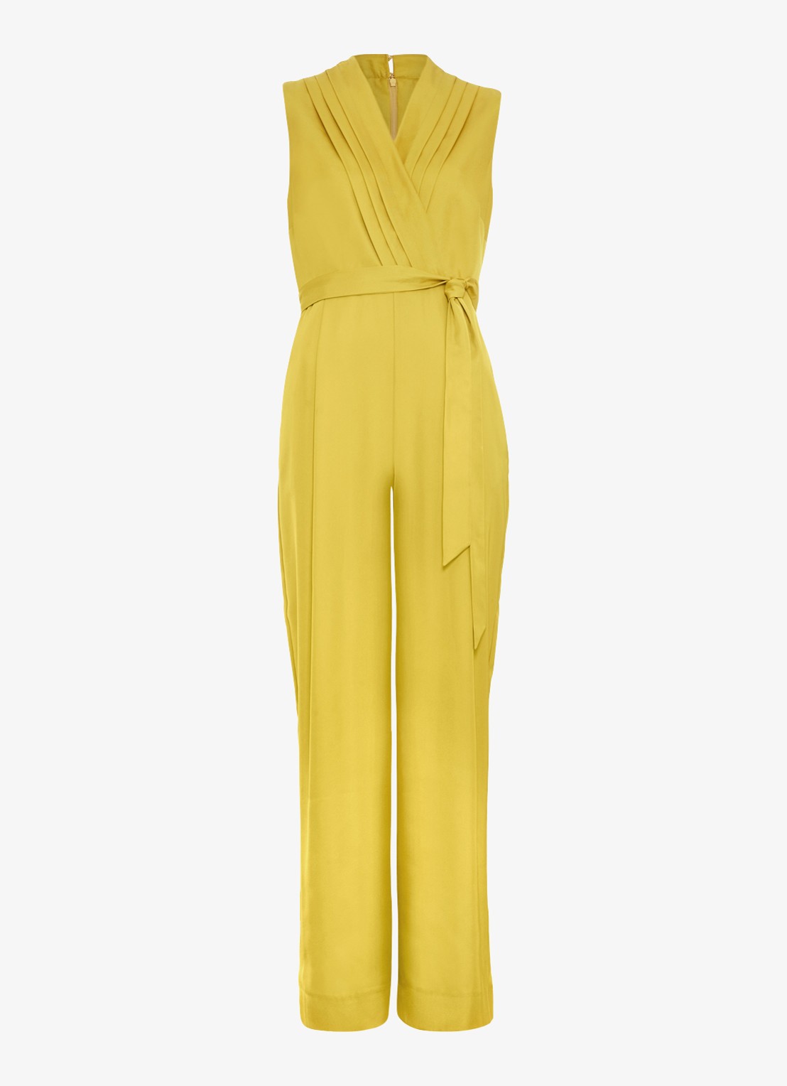 Phase Eight Taylor wide fit jumpsuit met strikceintuur - voorkant 6 geel