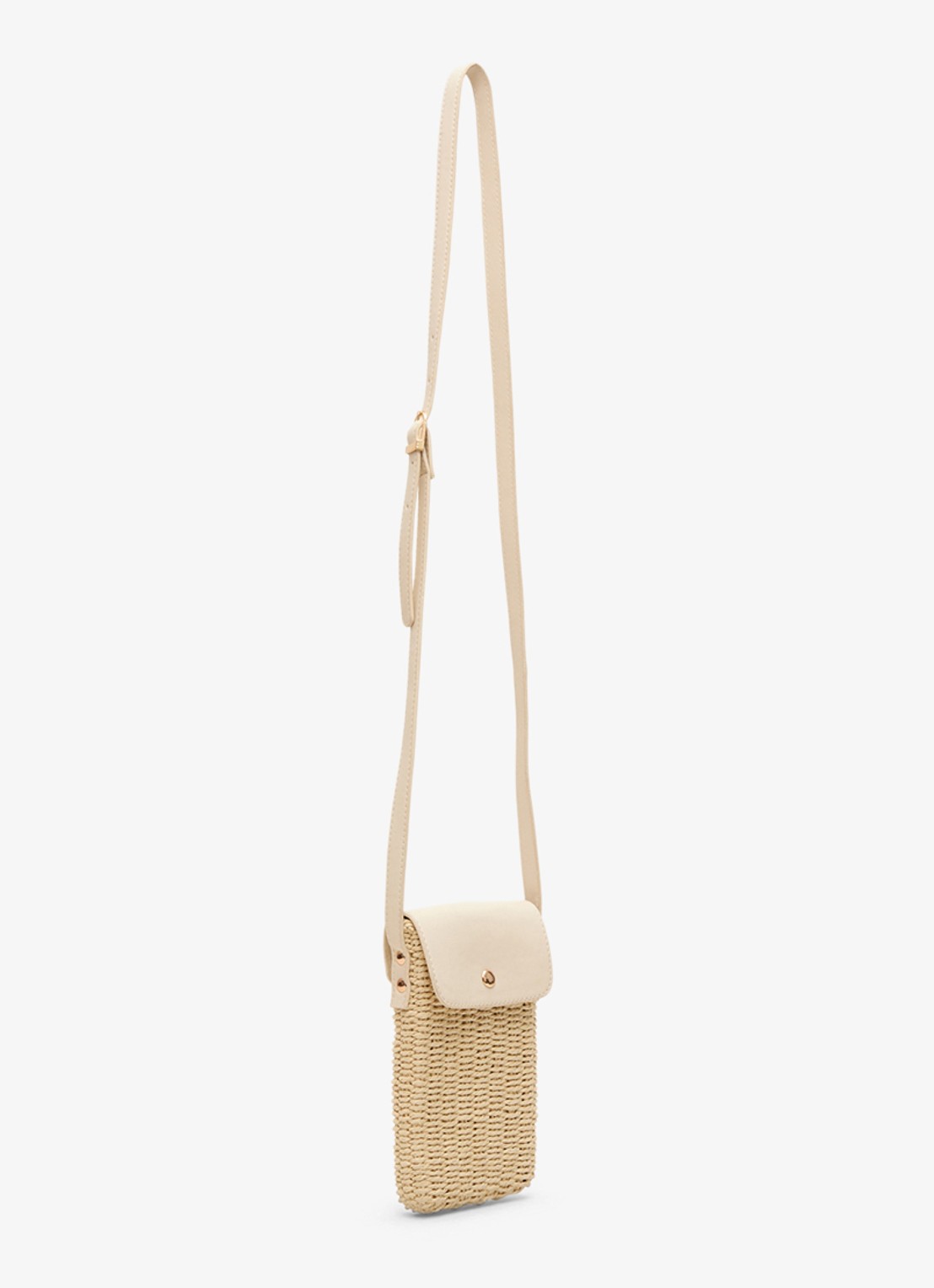 Phase Eight Telefoonhoesje van raffia met schouderriem - detail 4 khaki
