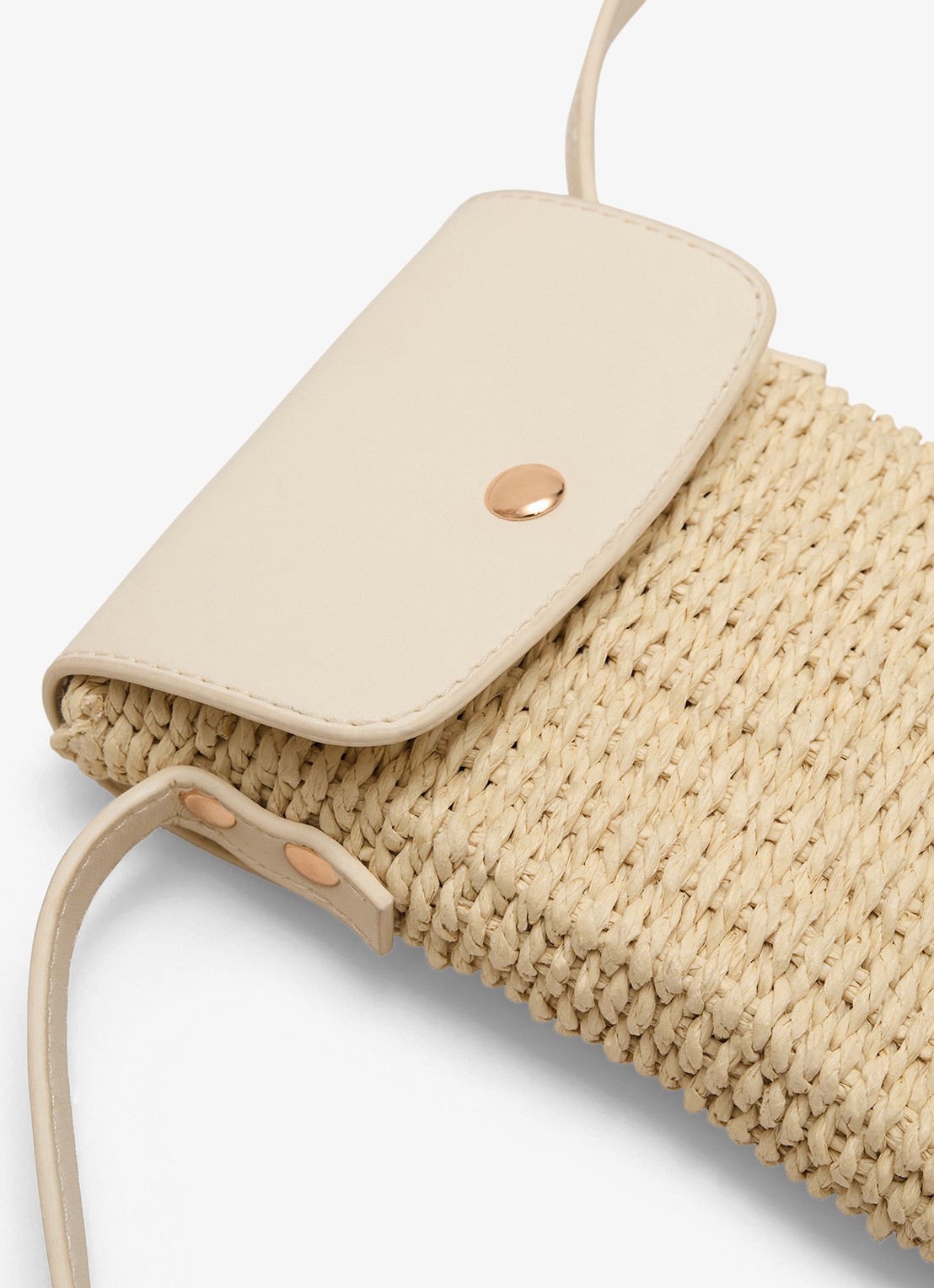Phase Eight Telefoonhoesje van raffia met schouderriem - detail 6 khaki