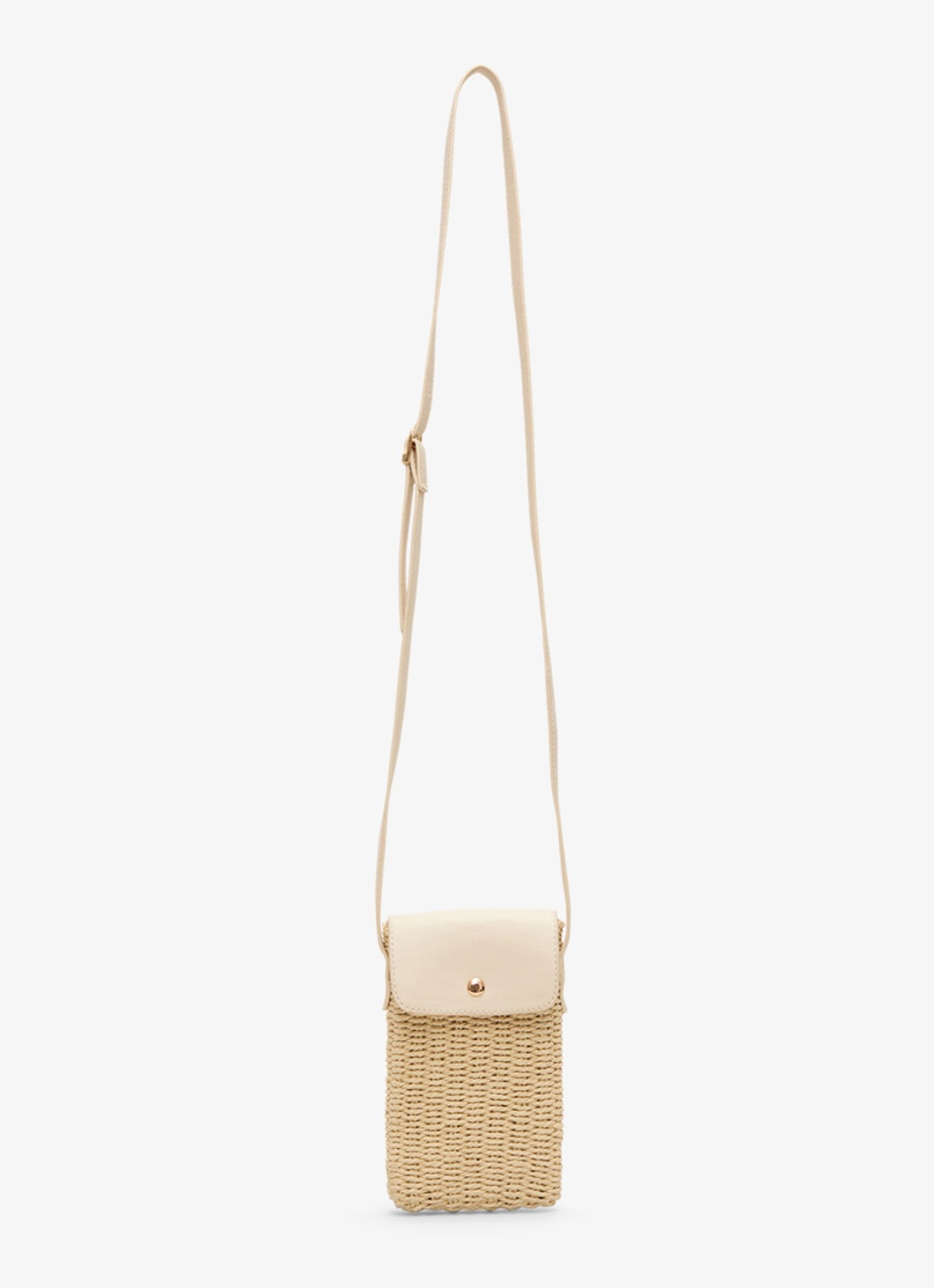 Phase Eight Telefoonhoesje van raffia met schouderriem - voorkant khaki