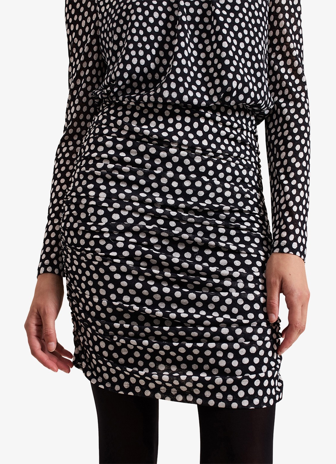 Phase Eight Teodroa mini jurk met stippenprint en ruches - detail 3 zwart
