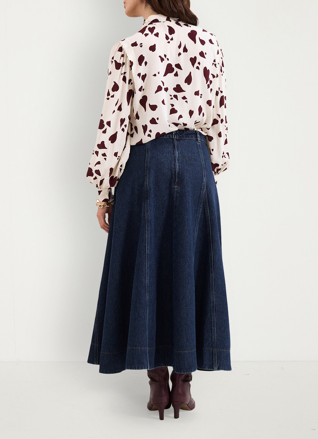 Phase Eight Thea midi rok van denim - achterkant 5 denim
