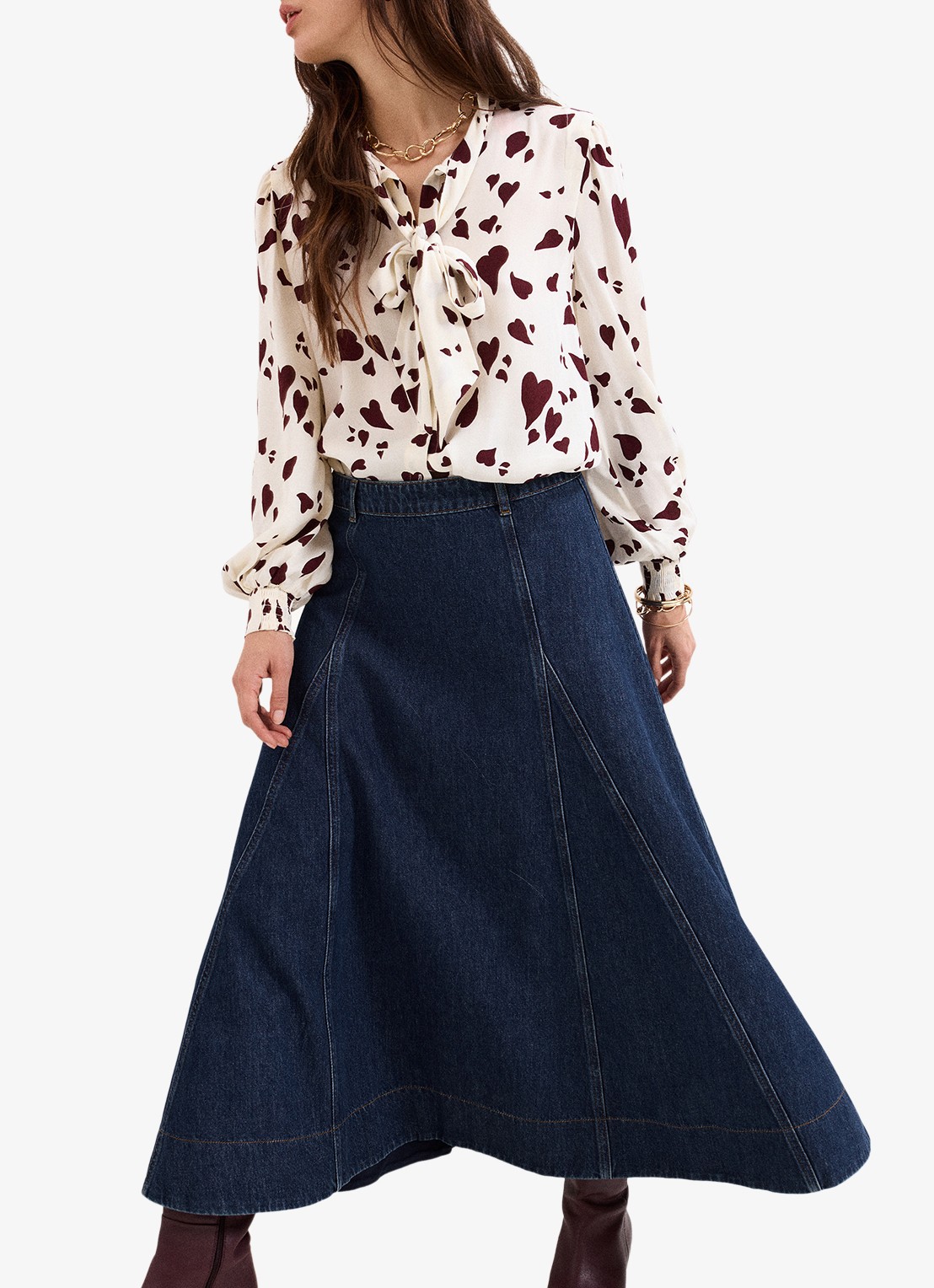 Phase Eight Thea midi rok van denim - detail 4 denim