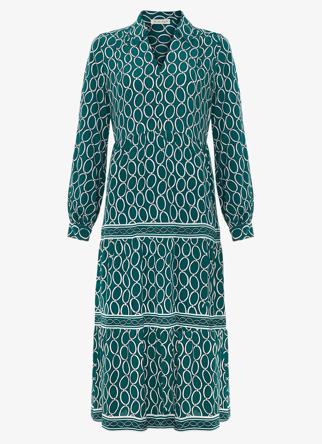 Phase Eight Tiered midi tuniekjurk met steekzakken - voorkant 2 groen