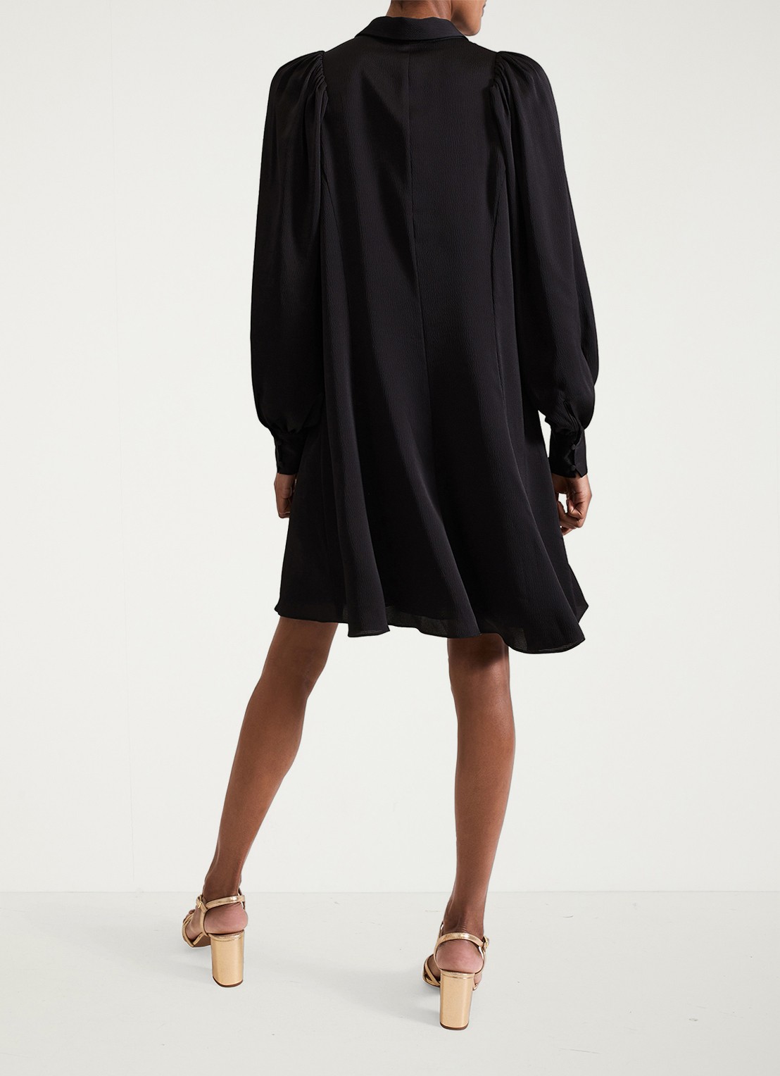 Phase Eight Tila mini blousejurk met ballonmouw - achterkant 6 zwart