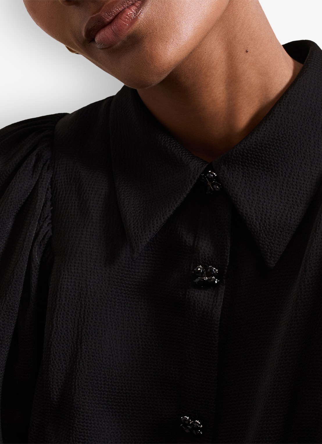 Phase Eight Tila mini blousejurk met ballonmouw - detail 4 zwart